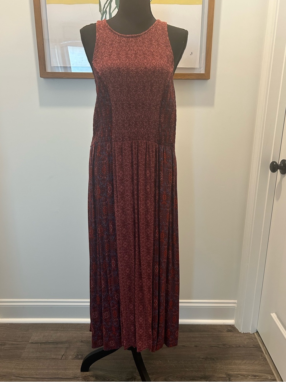 Xhiliration XXL Burgundy Paisley Maxi Dress Sleeveless Boho